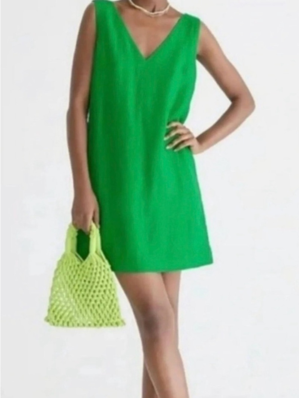 J. Crew Emerald Green V-Neck Shift Dress